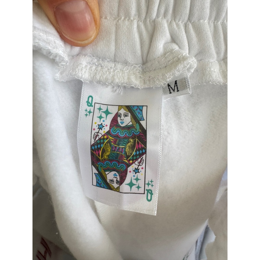 Queen of Sparkles White Ho Ho Ho Christmas Shorts Sequin Chenille Patch Womens M - Picture 4 of 4